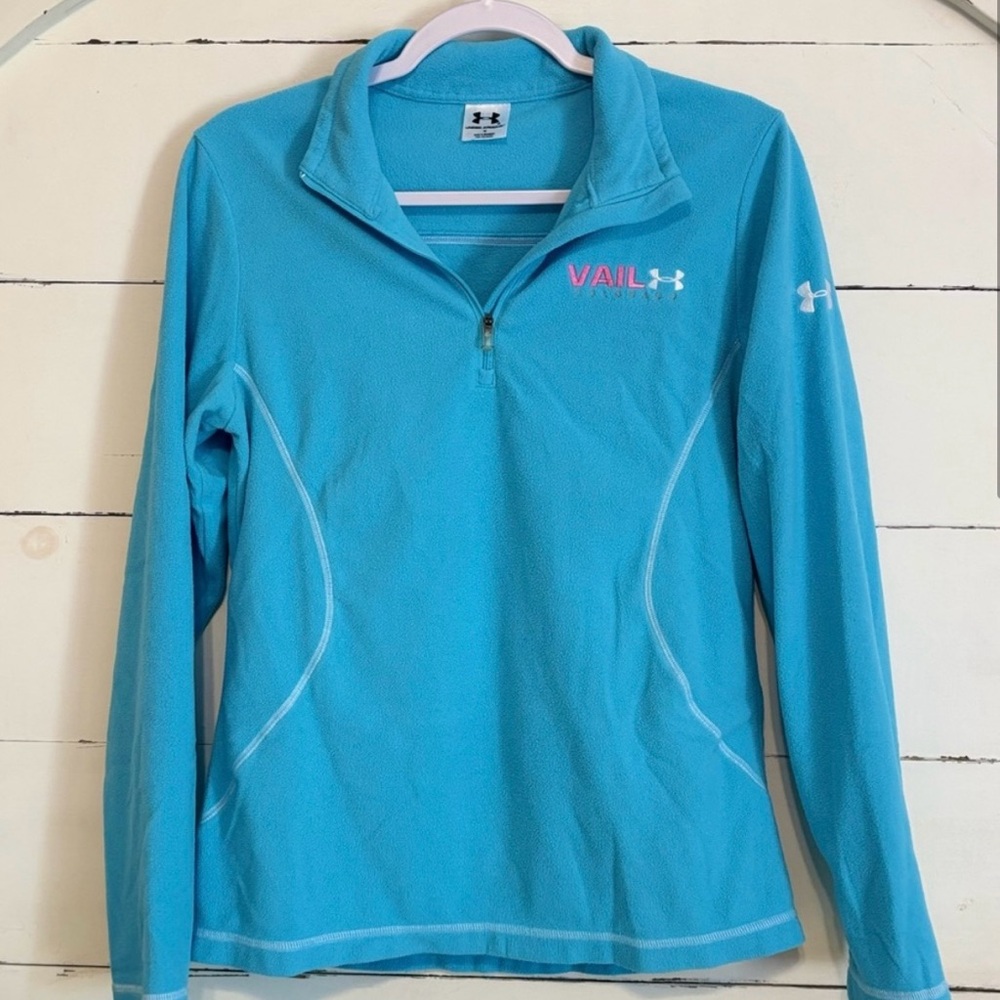 Under Armour Vail Colorado Blue Quarter-Zip Ski Resort Fleece Pullover LIKE NEW